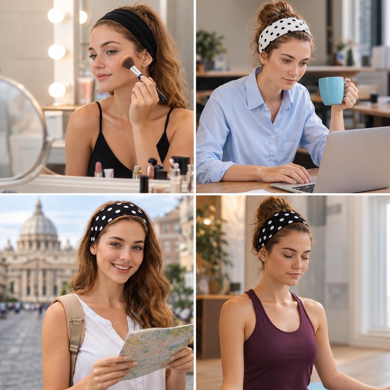 Polka Dot Headbands for Women Soft Non Slip Hair Bands