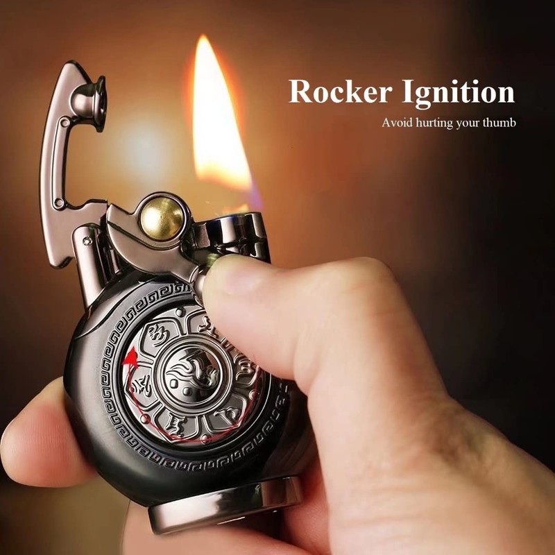 YANCONG Vintage Kerosene Lighter with Rotatable Compass, Cool Lighters for