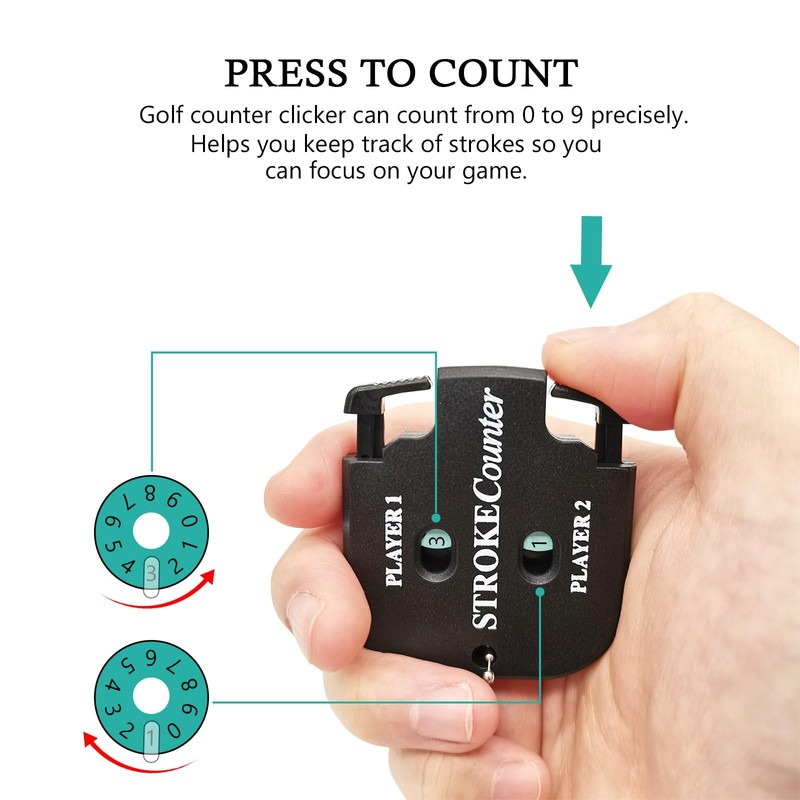 2Pcs Golf Stroke Counter Clicker, 2 Player Keychain Clicker Scorekeeper