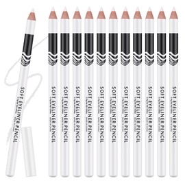Ownest 12 Pcs White Eyeliner Highlighter Pen, White Pearl Eyeliner Pencil Set, Soft Shimmer Liner & Shadow Pencil, Lasting Smooth Cream Eye Liner Pen