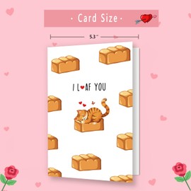 IDU Cute Cat Valentines Day Gifts Card for Husband Boyfriend Fiance，Romantic Valentines Gifts for Him Her，I Loaf You - Cat Valentine's Day Cards for Cat and Bread Lovers