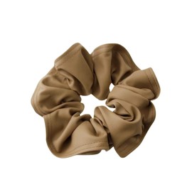 VINGTAINE HS-204-BE- Scrunchie Faux Leather, Double Stitched, Hair Accessory, Large, Stylish, Adult Casual, Simple, Gift, Present