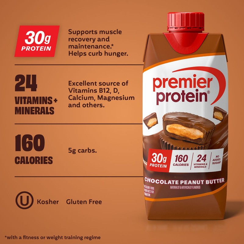 Premier Protein Shake, Chocolate Peanut Butter, 30g Protein, No Added