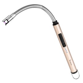 SUPRUS Electric Candle Lighter USB Type C Rechargeable Lighter Steel Shell & Hanging Hook with 360° Flexible Neck(Gold)