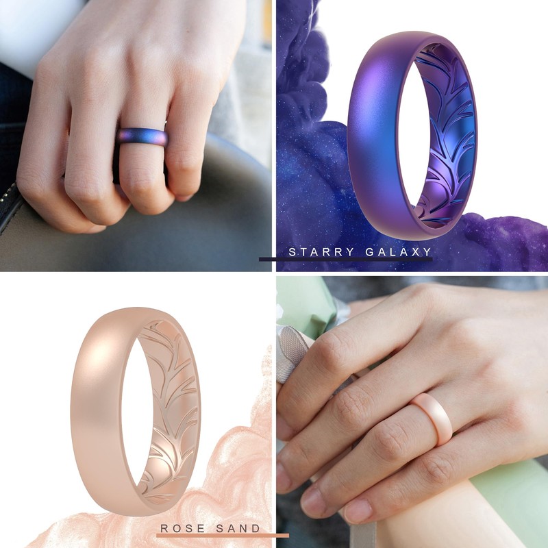 ThunderFit - Alianzas de boda de silicona para mujer, diseño