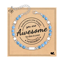 VU100 Beaded Bracelets for Women Gifts for Women Mum Girl Sister Healing Crystal Bracelets for Women Inspirational Gift Christmas Valentines Birthday Gifts for Daughter Friend Wife Girlfriend (Blue)