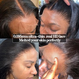 Body Wave 0.095mm Real HD 5x5 Lace Closure Invisible and Breathable Real HD Lace Closure 100% Human Hair with Tiny Single Knots Full Density Hair Natural Hairline (16inches)