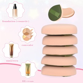 Ymapinc 5Pcs Make Up Sponges for Face, Cushion Foundation Puff, Latex-Free Makeup Applicator Sponge for Natural and Easy Makeup, Soft and Reusable Foundation Sponge for Liquid, Green