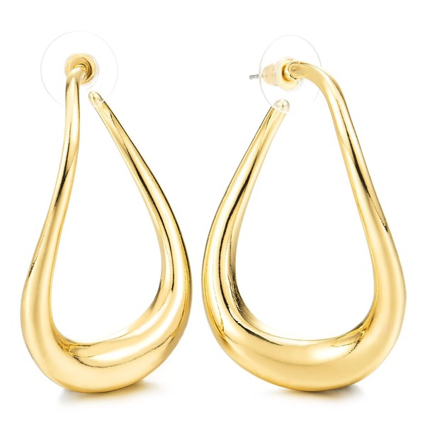 Irregular Tear Hope Earrings Gold Tone Statement Drop Earrings Elegant