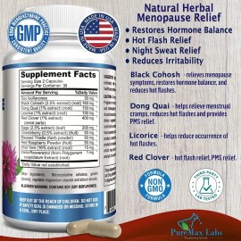 Suplemento Natural Para La Menopausia 60 Capsulas Hecho Usa