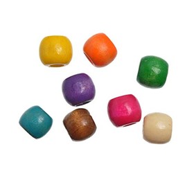 300 Multicolor Round Wood Beads 12mm x 11mm with 5.3mm Large European Hole