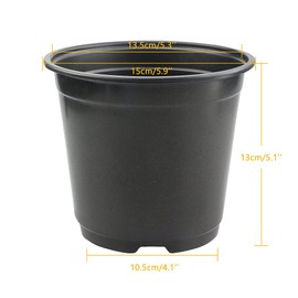 KINGLAKE 50 Pcs 6" Plastic Plants Nursery Seedlings Pots Flower Plant Container Seed Starting Pots Matte Black