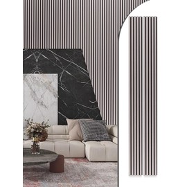 Woven Sound Wood Panels for Wall, Functionality and Durability, Enhanced Acoustic & Sound Proof Fluted Design, Versatile Wood Slat Wall Decor for Home & Office, 2 Pack Silver Gray,108x8 Inch