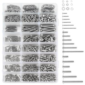 HELIFOUNER 1500 Pieces M2 M3 M4, 304 Stainless Steel Phillips Pan Head Machine Screws Bolts Washers Nuts Hardware Assortment Kit