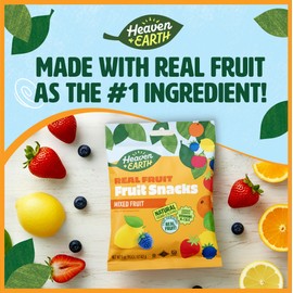 Heaven & Earth Fruit Snacks, Mixed Fruit, 5 oz | Real Fruit Gummies for Kids | School Safe, Natural Colors & Flavors | Healthy Lunchbox Snack | Kosher
