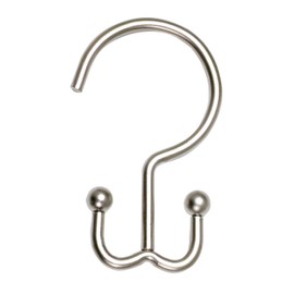 Zenna Home NeverRust Rustproof Aluminum Double Shower Curtain Hooks, Decorative Double Sided Metal Hooks for Shower Curtain, Set of 12, Brushed Nickel