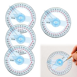4Pcs 360 Degree Protractors Angle Measure Plastic Protractor Circle Protractor with Swing Arm Multi Functional 360 Ruler Measuring Tool for Students Children Classroom Office Drafting Measuring