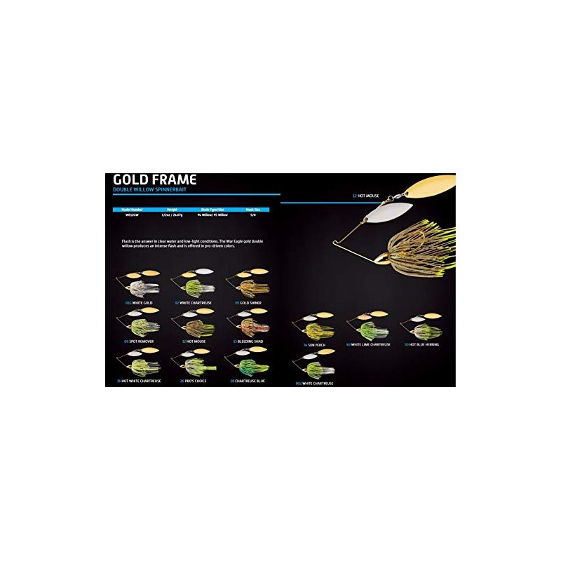 War Eagle Custom Lures WE38GW05 3/8 Double Willow Gold Frame