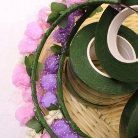YANGWEN Florist Tape, 2 Rolls Dark Green Floral Tape Flower Tape 12mm Width 90 Feet/Roll Dark Green Flower Tape for Bouquet Stem Wrapping and Florist Craft Projects.