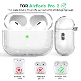 BEAUDOM Clear Case for AirPods Pro 2nd Generation Case Cover AirPods Pro 2 Case with Magnetic Anti-Lost Strap and Cleaner Kit (Clear Glitter)