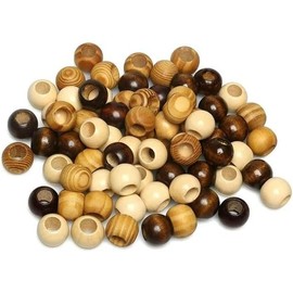 30 Pcs Color Large Wooden Spacer Beads Wooden Macrame Beads Quality Hole Wood Beads with 10mm Large Hole Round Loose Beads for Making Hair DIY Craft Decor,Beading and Jewelry Making Supplies