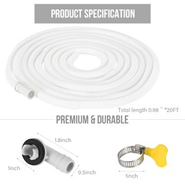 BEWAVE Air Conditioner Drain Hose Kit, Universal Durable Drain Pipe for Mini Split AC Ductless Heat Pump, Portable AC Washer Dishwasher, 20 FT