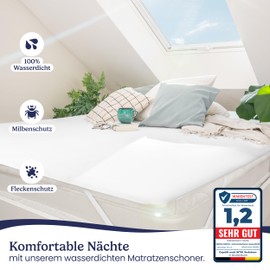 Mattress Protector 200 x 200 cm Waterproof – Mattress Topper as Moisture Protection for Children or for Incontinence – Washable Mattress Protector with 4 Corner Elastics – No Crinkling – Oeko-Tex 100