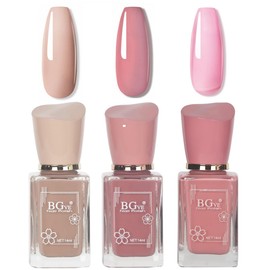 Pink Nail Polish Set - Nude Nail Varnish - 3pcs Nude Pink Cherry Blossom Polish Quick Dry Gift Set DIY Long Lasting Nail Art