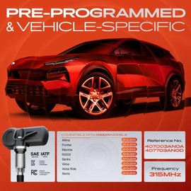 A-Premium 4PCS Pre-Programmed TPMS Sensor Tire Pressure Monitoring Sensor - Compatible with Nissan Altima 12-14, Frontier 13-19, Maxima 12-15, NV200 18-21, Sentra Versa 13-19, Xterra 12-15 - 315MHz
