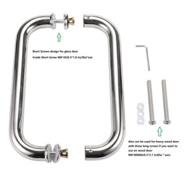 BlueNatHxRPR 12" Glass Door Handle Shower Door Handle Made of Back to Back Stainless Steel
