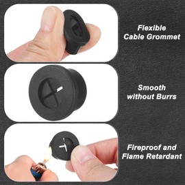 M METERXITY 8-Pack Rubber Grommets for Wiring 16mm Desk Grommet Double-Sided Flexible Cable Cord Grommet Desk Hole Cover for Cables/Wires Through Protection Cable Grommet [Black]