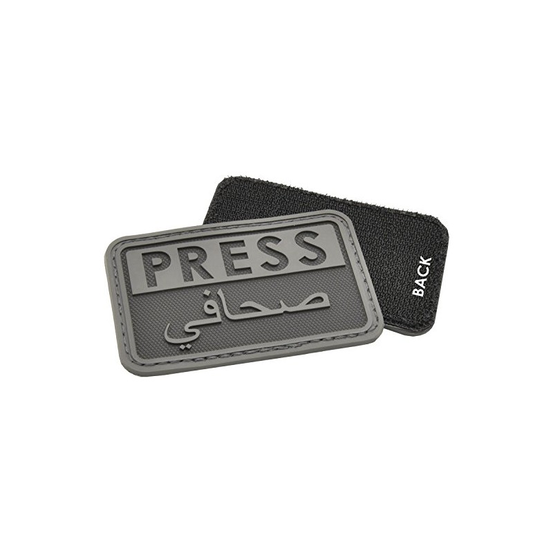 HAZARD 4 Press/Arabic Rubber 3D Velcro On Patch, Black/Grey