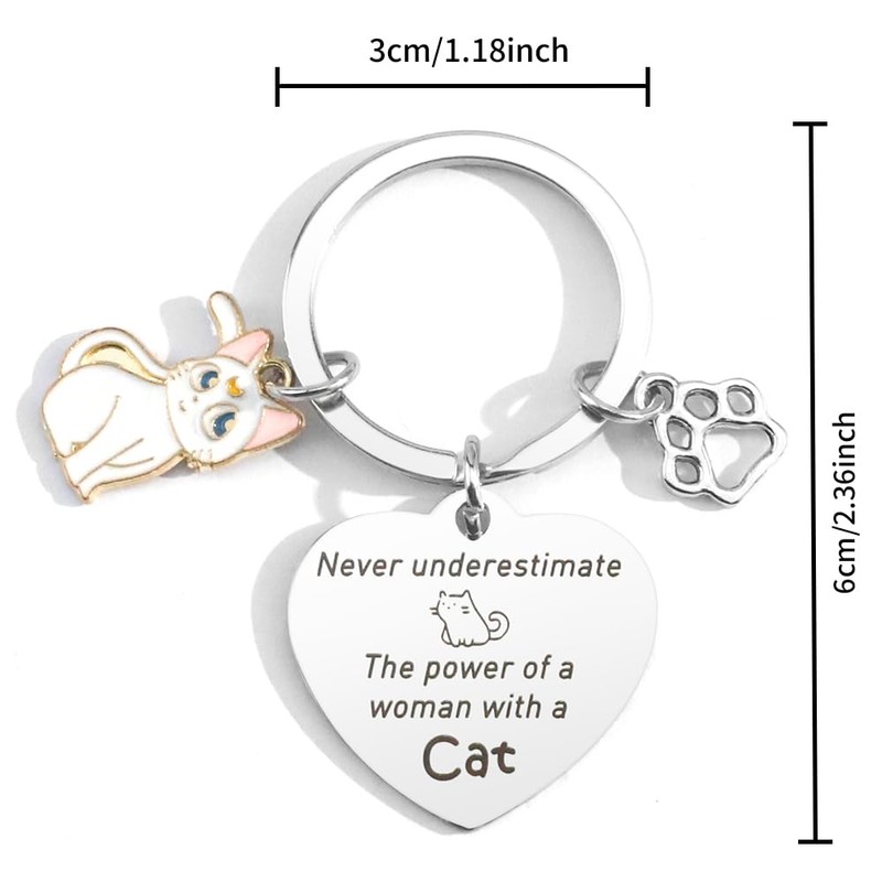 Fodfgxf Keychain - Cat Gifts for Women, Cat Lovers, Adults