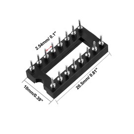 sourcing map 10pcs DIP IC Chip Socket Adaptor 2.54mm Pitch 7.6 Row Pitch 2 Row 16 Round Pins Soldering