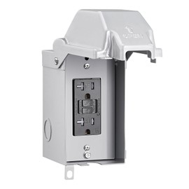 SURAIELEC Outdoor Outlet Box, 20 AMP Waterproof Electrical Box, 20 AMP WRTR GFCI Receptacles, Rainproof 3R Enclosure, All Metal Outlet Cover, Power Plug for Backyard, Outdoor Lighting