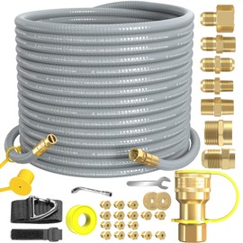 48FT 1/2" ID Natural Gas Hose with Quick Connect Fitting for BBQ, Grill, Pizza Oven, Patio Heater. for Weber, Char-Broil, Pizza Oven, Patio Heater,NG Grill and Natural Gas Conversion Kit