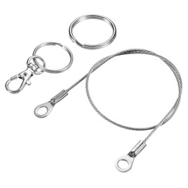 LUMLLSAJI Safety Cable Locks - 4 Pcs Security W Loop Locks Ropes with Key Ring and Keychain for Baggage Locks - 1.5 mm x 30 cm - Silver