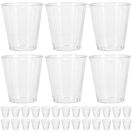BESTonZON Drinking Cups, Disposable Plastic Cups, Plastic Cups, Placups, 50ml, 1.5oz, Clear, 100 Pack, Wine Drinks, Tasting, Commercial Use, Home, Halloween, Events, Parties, Outdoors
