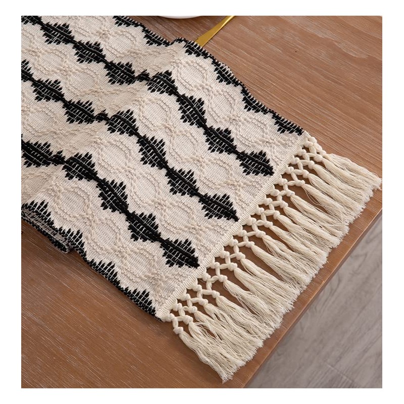 Gxfctys Table Runner, Modern Farmhouse Table Runner, Black and Beige