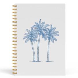FISWAFY Tropical Palm Tree Notebook, Coastal Beach Journal, Blue Beachy Journal for Writing, Beach Lover Gifts for Women Men, Ocean Aesthetic Spiral Notebook, 5.5x8.3 Inch 554