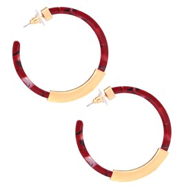 Hoop Earrings for Women Geometry Acrylic Resin Earrings Bohemia Tortoise Shell Earrings Mottled Statement Stud Earrings Fashion Jewelry (Rose Red)