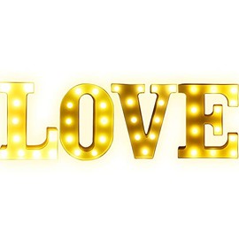 Carteles de 21 cm de alto con luces LED, funciona con pilas, luz blanca cálida, para el hogar, recámara, boda, mesa, decoración de pared, decoración de pared, amor