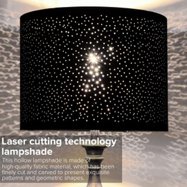 GOSO Black Lamp Shades Drum Lampshades with Laser Drilling Design, Medium Lampshade 13" Top x 13" Bottom x 10" High, Lamp Shade For Tablelamp,Floor Lamps,Wall Hanging, Assembly Required