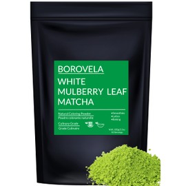 Japanisches weißes Maulbeerblatt-Pulver im Matcha-Stil - Grünes Superfood - Koffeinfrei - Natürlicher grüner Farbstoff 100 g Dose