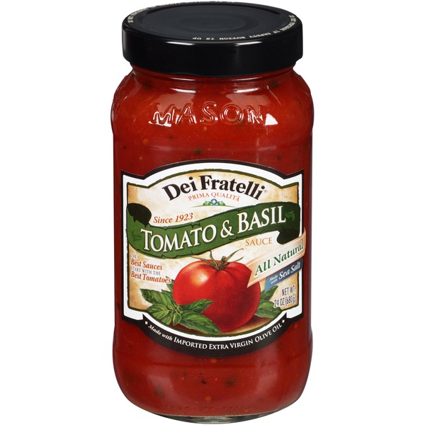 Dei Fratelli Tomato & Basil Pasta Sauce - All Natural - No Water Added - Never from Tomato Paste - 5th Generation Recipe (24 oz. jars; 4 pack)