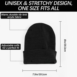 DASSNANE 2 PCS Black Beanies Hats Men Beanie for Women Winter Knitted Hat Stocking caps Multiple Colors Available, Elasticity Soft Ski Hat Warm Blank Black