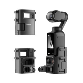 TELESIN Extension Adapter for DJI Osmo Pocket 3 - Dual Cold Shoe Protection Cage with Removable Dual Claw Adapter (Front/Back Switch) & Safety Lock for Pocket 3 Action Quick Release