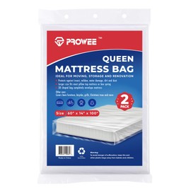 PROWEE 2 Pack Queen Size Mattress Bag Clear Mattress Storage Bag Mattress Disposal Bag Mattress Plastic Cover for Moving