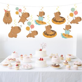 AXWATDEI 18Pcs Capibara Hanging Swirls, Capibara Birthday Decorations - Summer Chill Style Capibara Themed Hanging Streamers for Boy's Girl's Birthday Baby Shower Party Supplies Home Decors