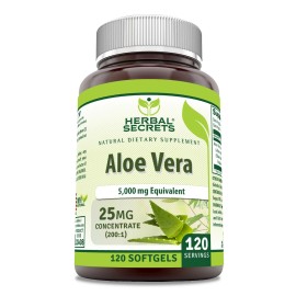 Aloe Vera Supplement 5000mg Non GMO Gluten Free 120 Softgels Made in USA